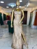 Vestido corte sirena dorado