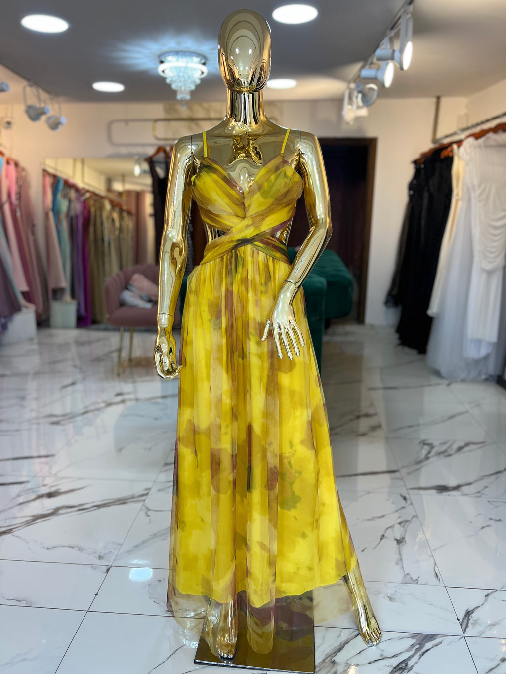 Vestido Amarillo estampado