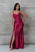 Vestido Fuchsia Glam corsé bordado