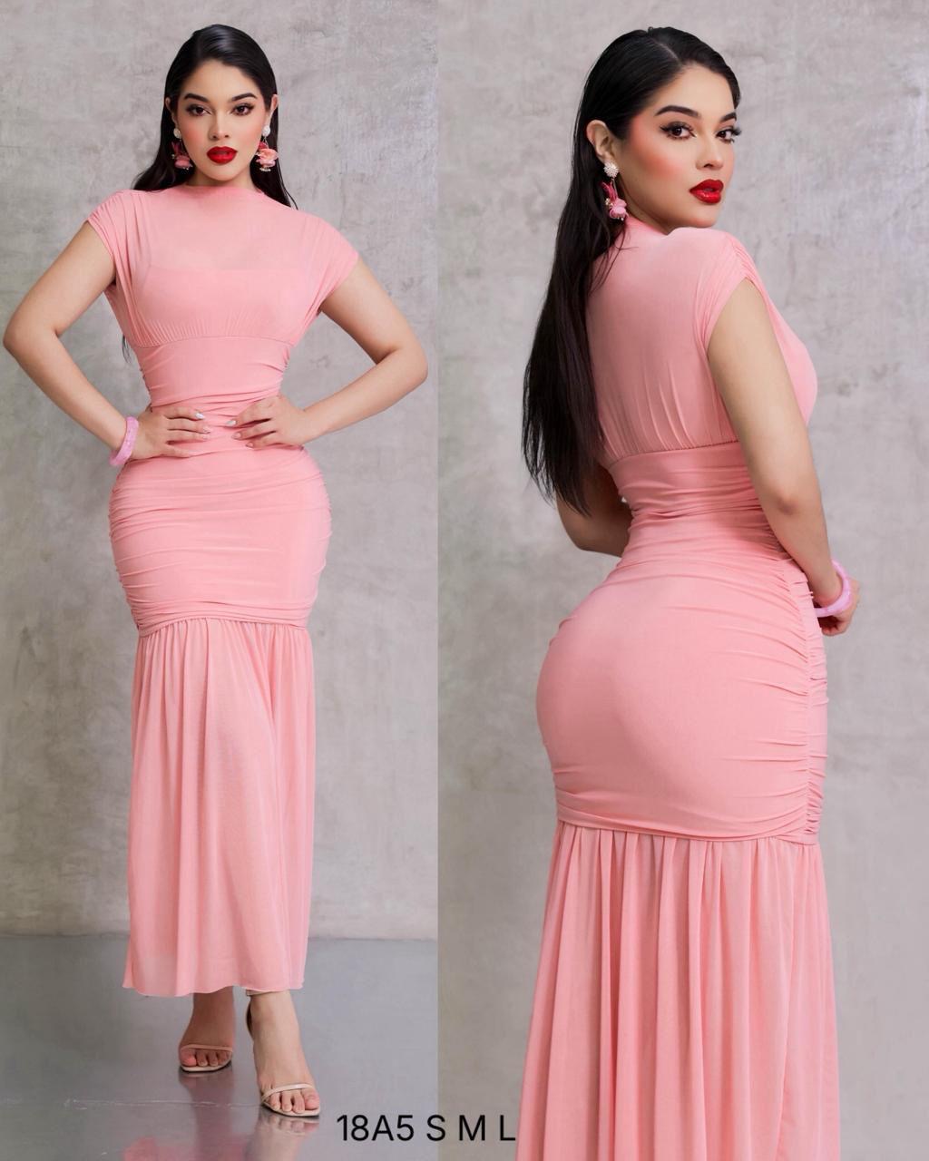 Vestido Tul rosa corte sirena