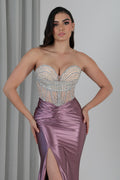 Vestido Mauve corsé pedrería