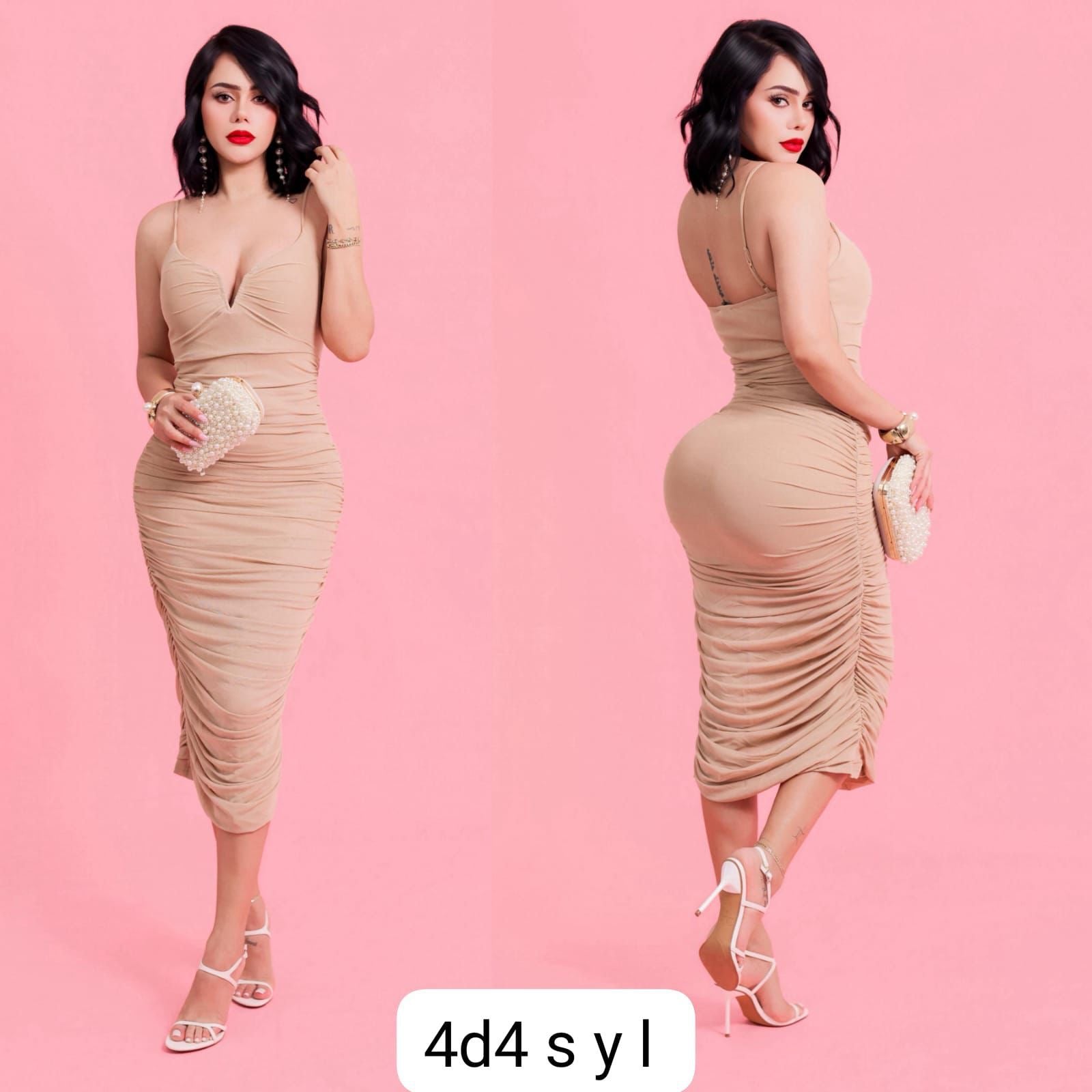 Vestido beige (Nude) plisado