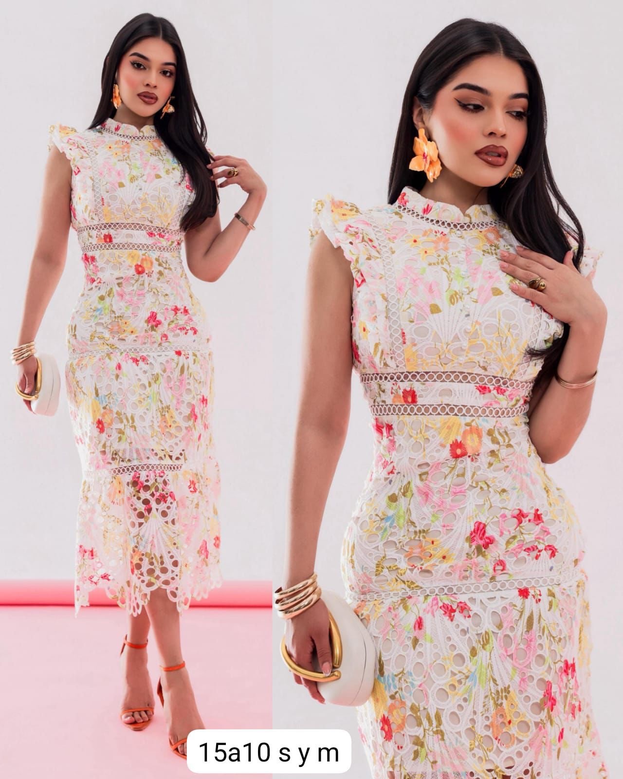 Vestido Floral perlas delanteras