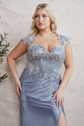 Vestido celeste apliques Curvi