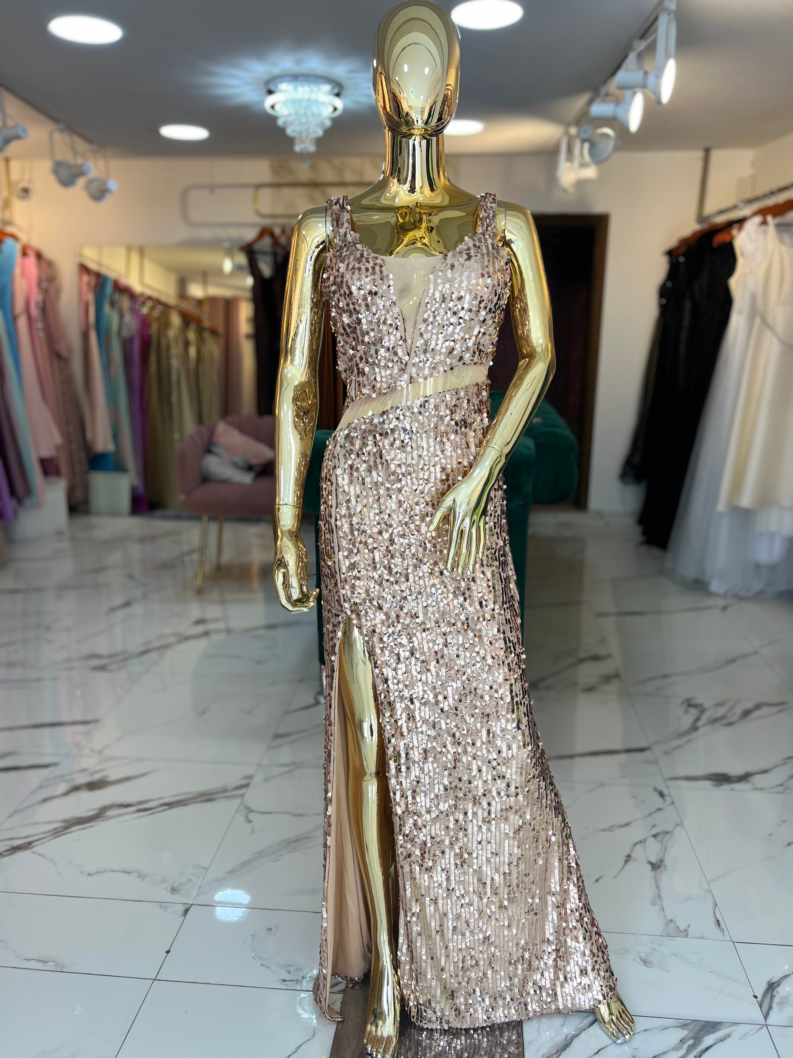 Vestido lentejuelas Doradas Cóctel