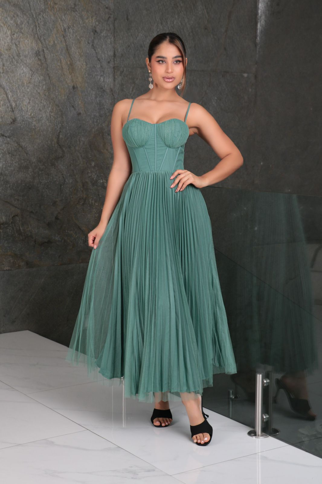 Vestido corto Tul verde menta