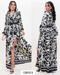 Vestido grecas negro/blanco manga larga