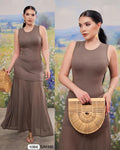 Vestido cafe punto tul inferior