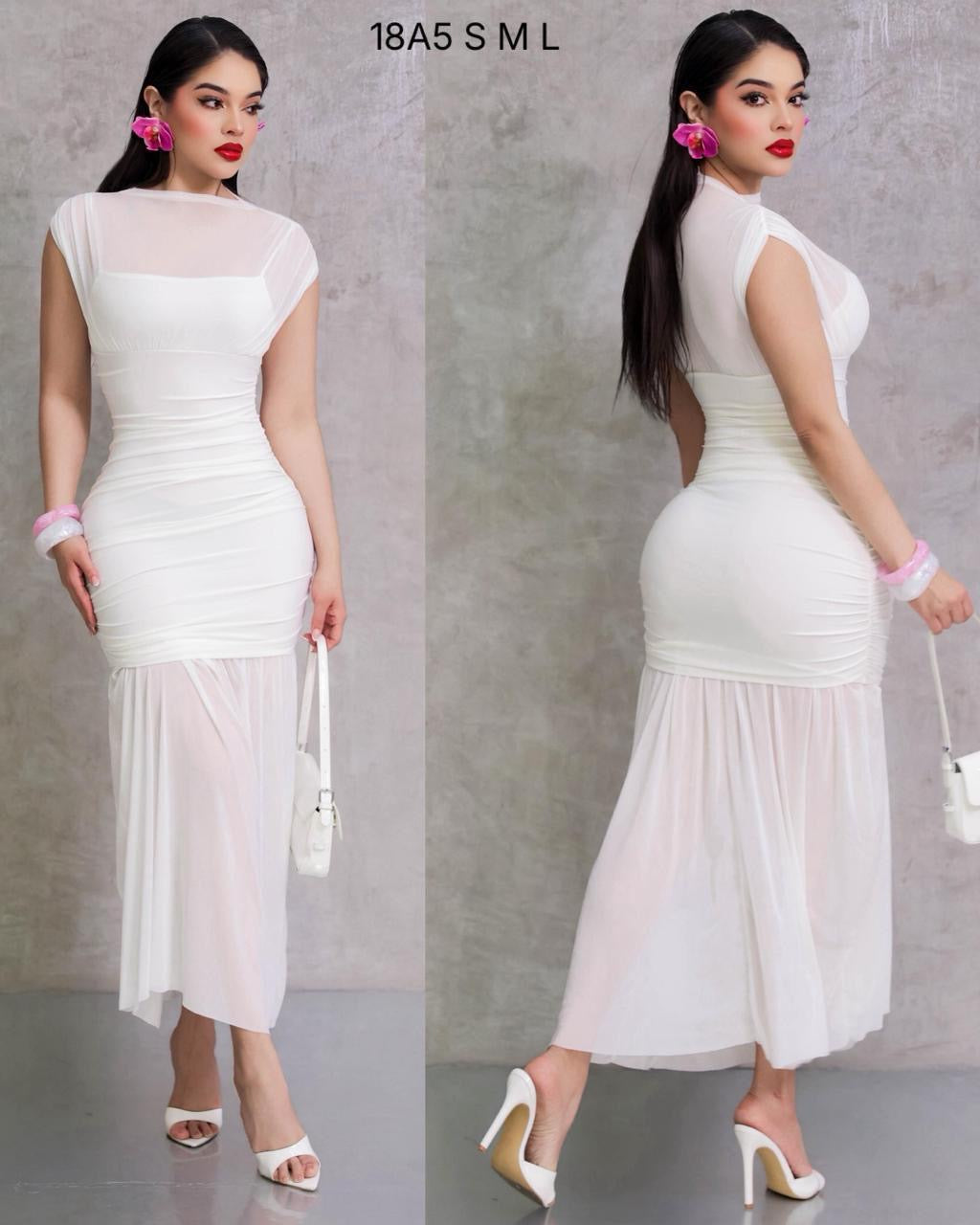Vestido Tul Blanco corte sirena