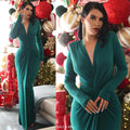 Vestido verde drapeado tela texturizada Shimmer