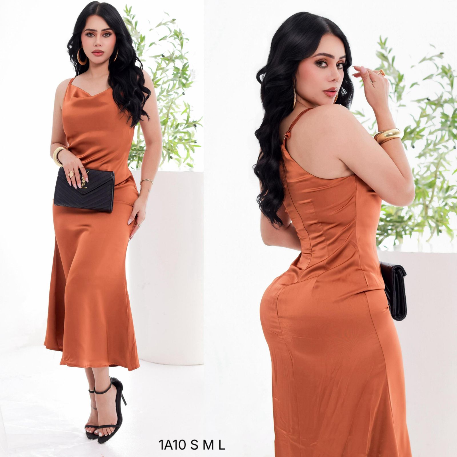 Vestido Chevron tirantes satén