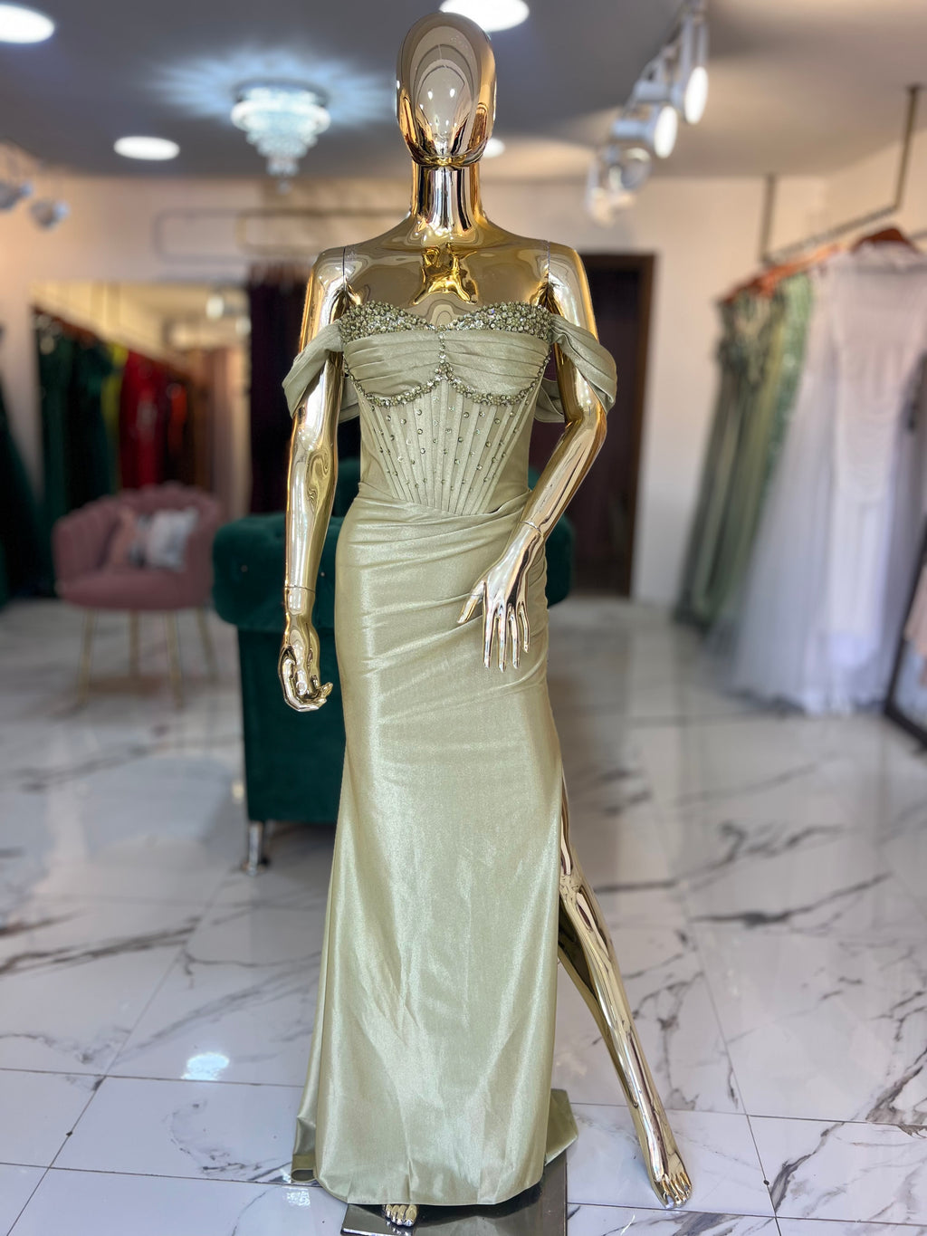 Vestido verde gouth corsé