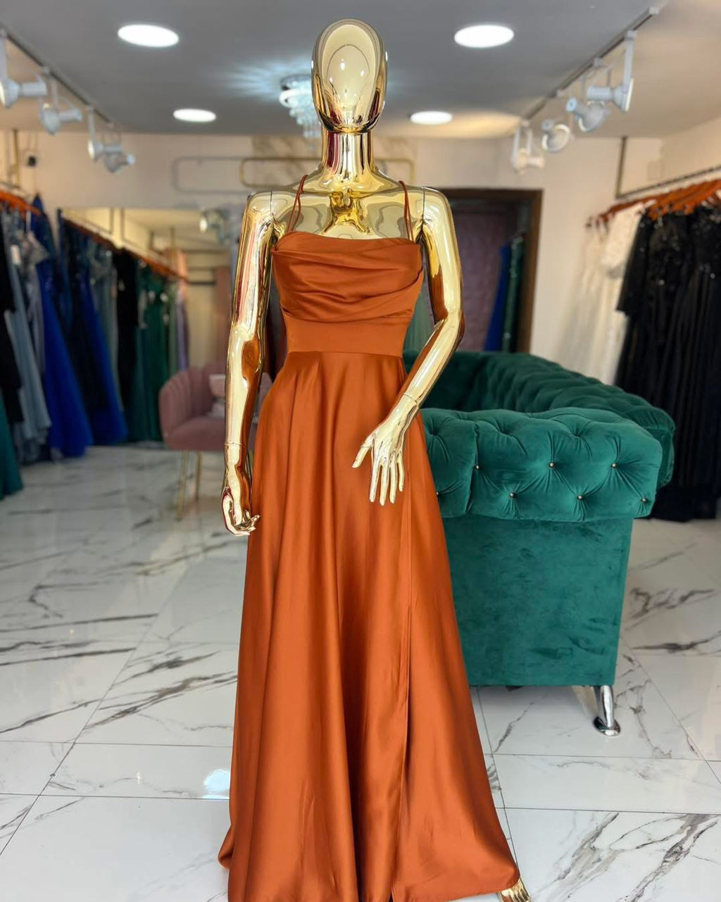 Vestido satén Dama Chevron