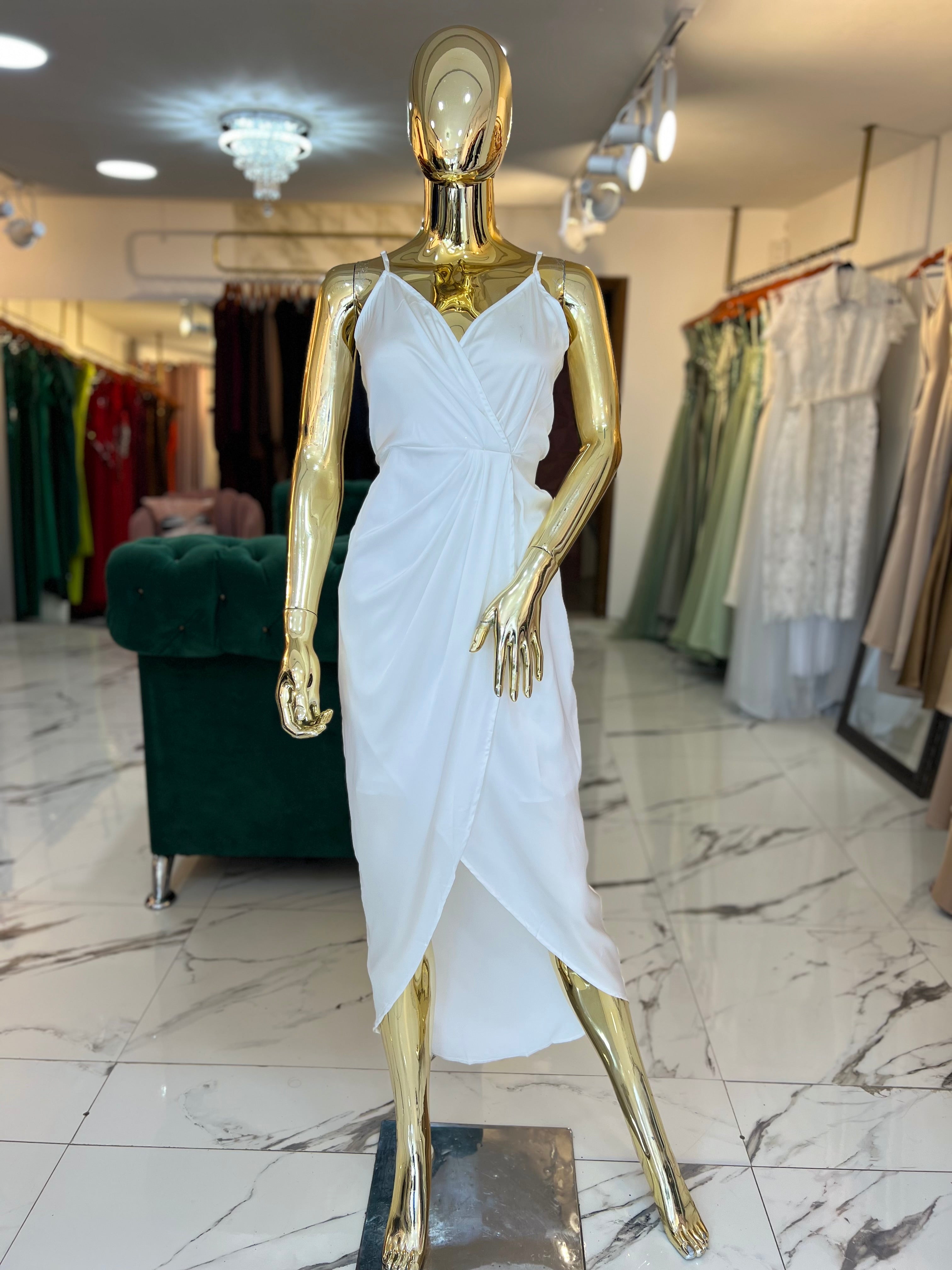 Vestido satén blanco con forro