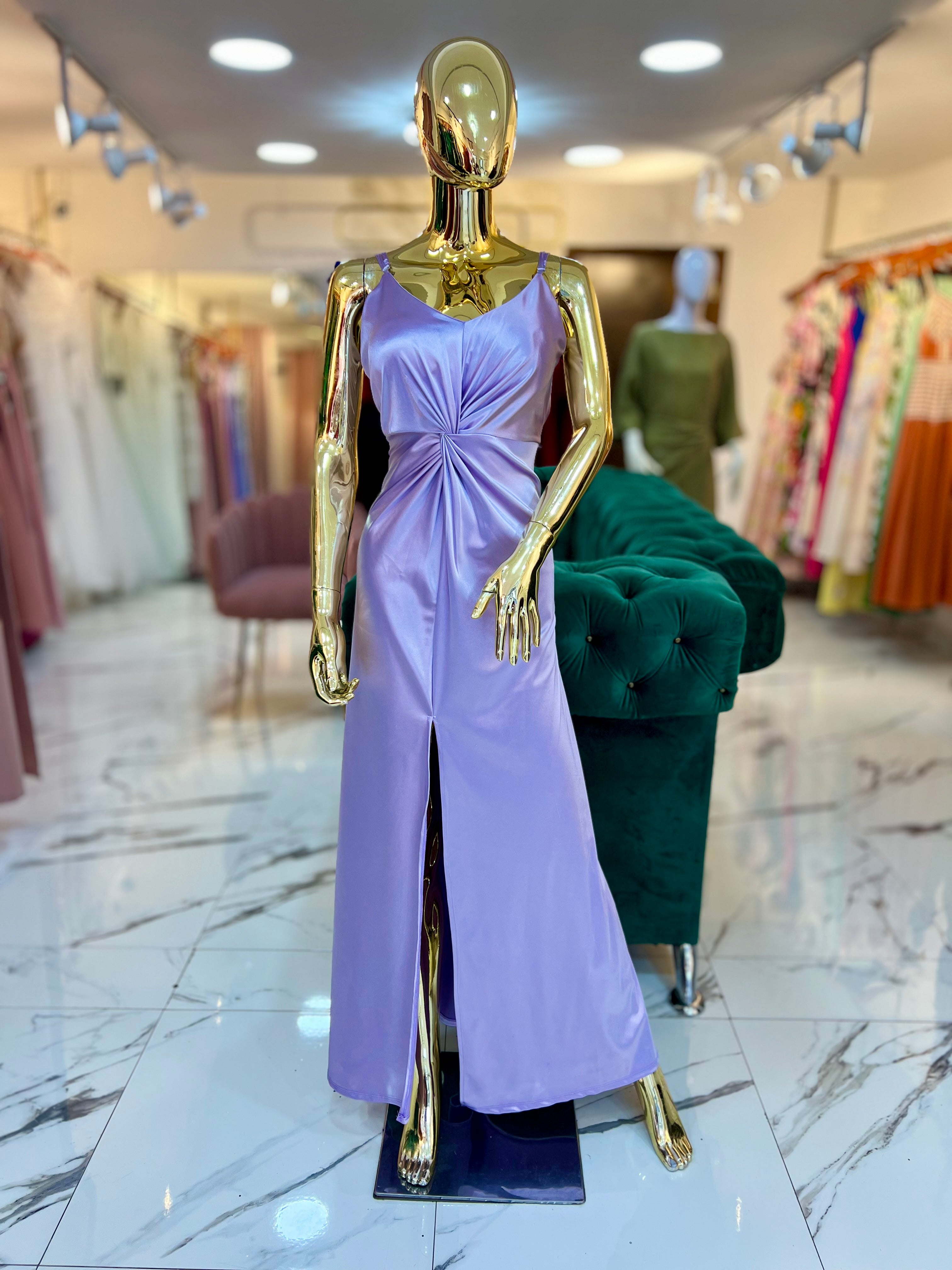 Vestido satinado lila Dama