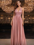 Vestido rosa escote V tirantes