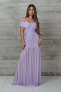Vestido tul lila corte sirena