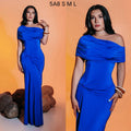 Vestido azul rey licra drapeado