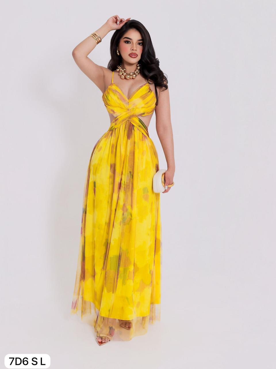 Vestido Amarillo estampado