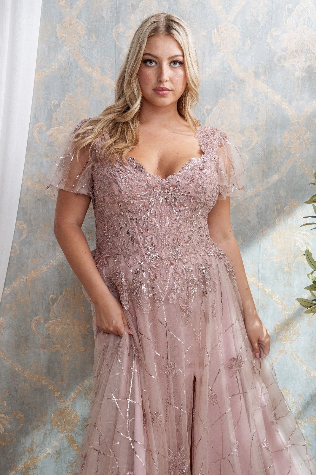 Vestido rosa encaje Curvy