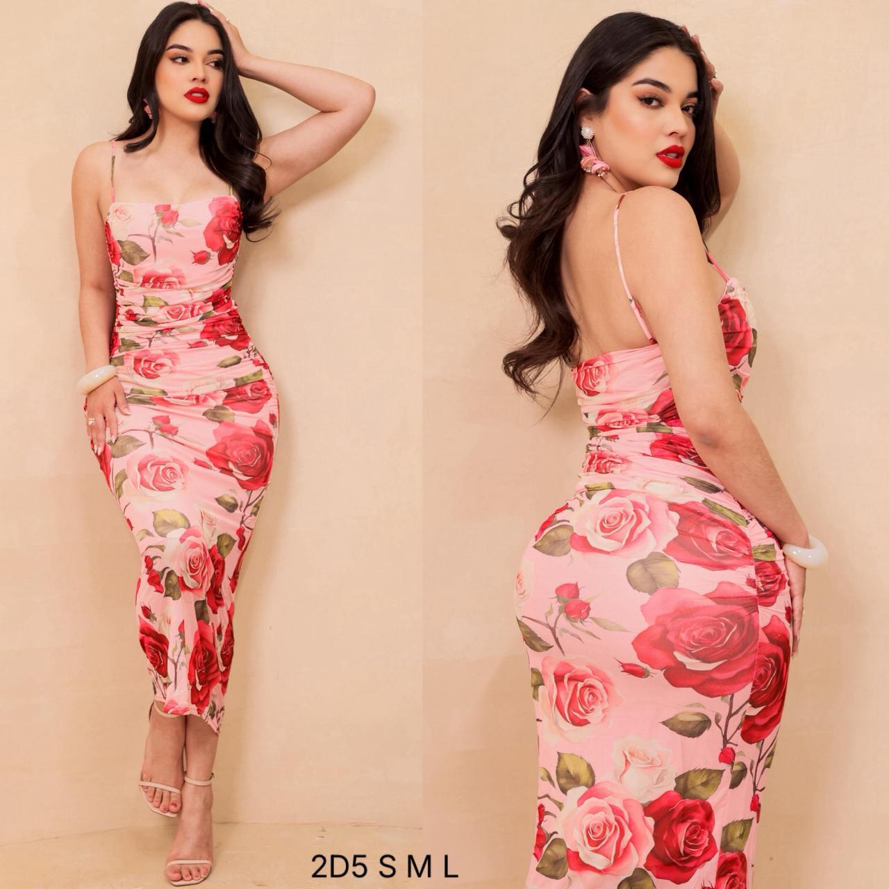 Vestido Tul rosa estampado floral