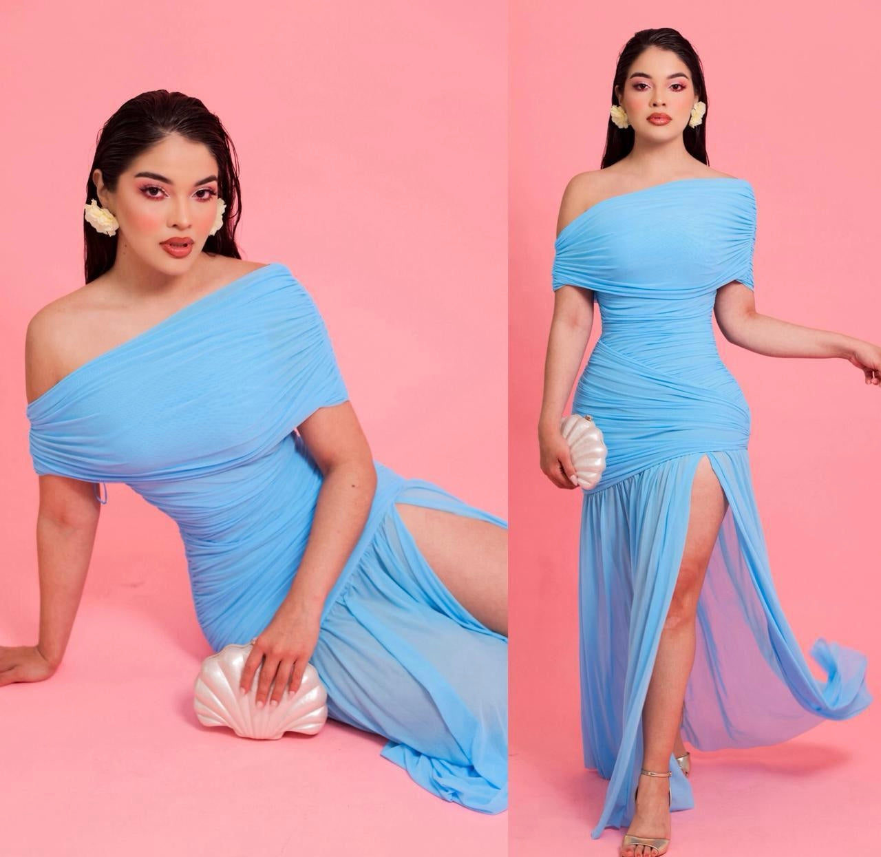 Vestido Amanza Tul Celeste
