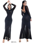 Vestido Tul manga larga negro escote espalda