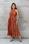 Vestido tabloneado Chevron cinta