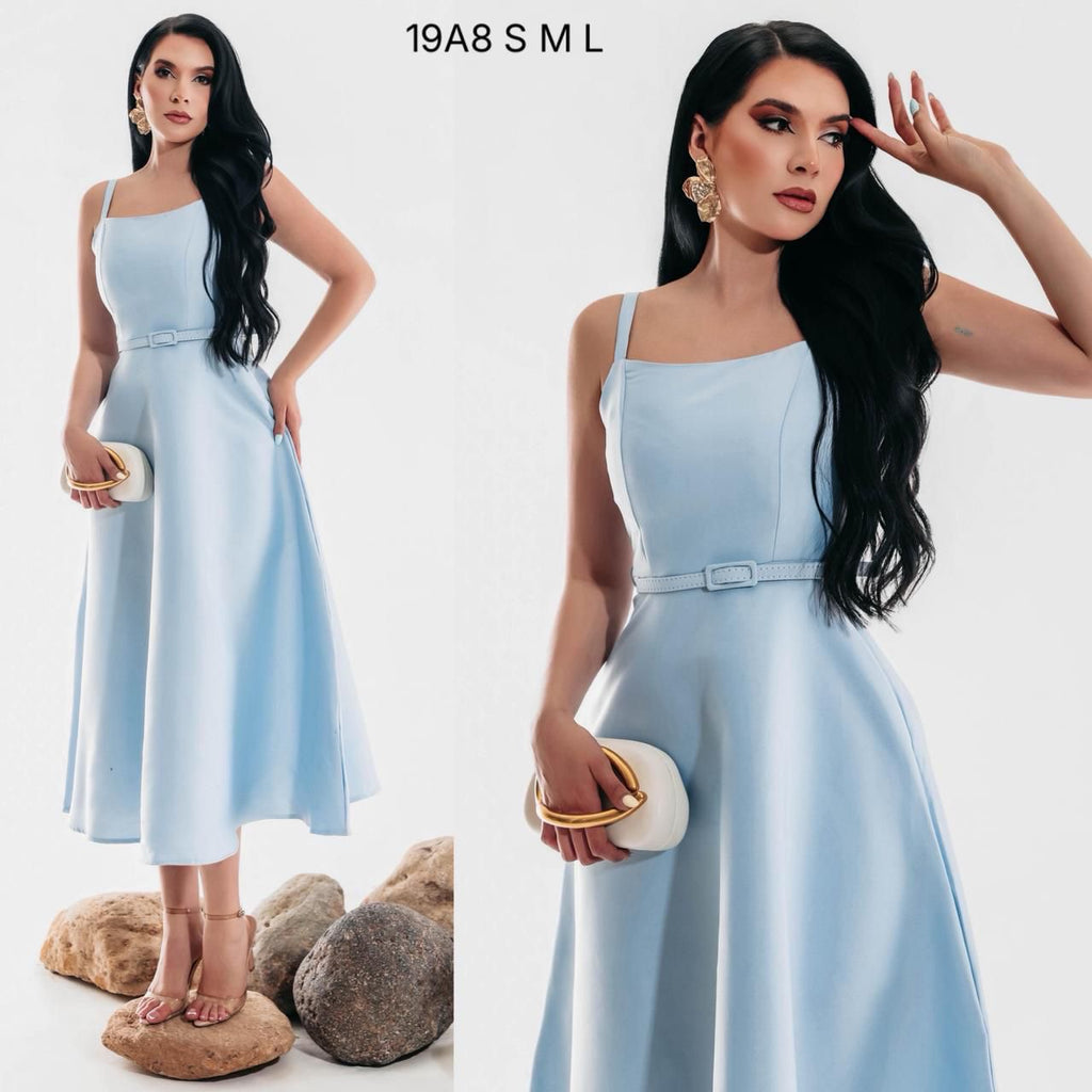 Vestido corte A cinto