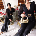 Palazo negro placa cinto Chiffon