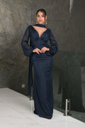 Vestido azul marino Shimmer, mascada