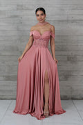 Vestido Rosa Satén apliques
