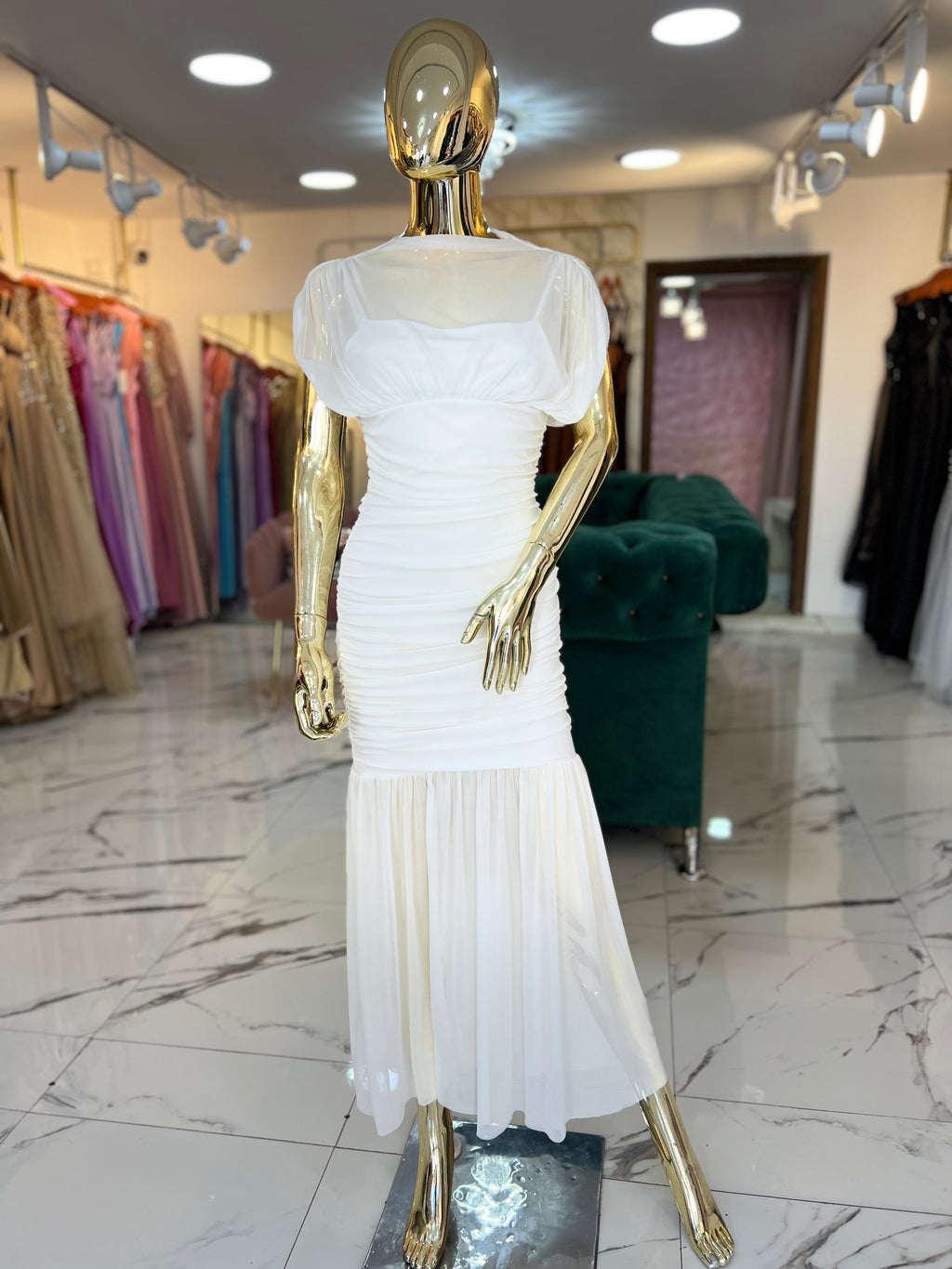 Vestido Tul Blanco corte sirena